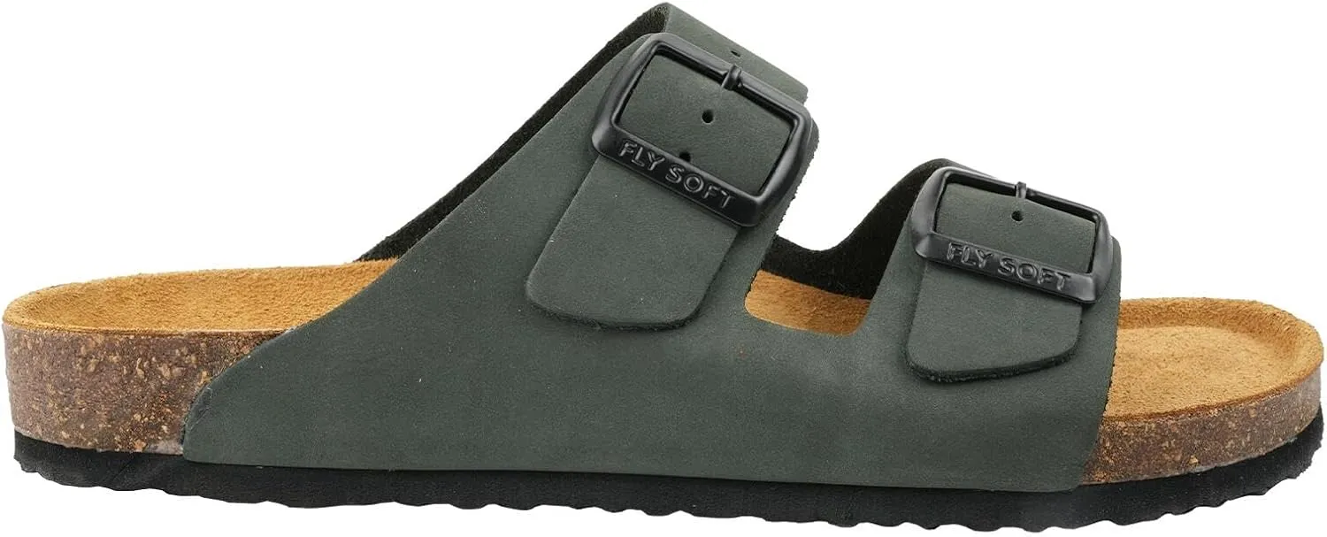 100% Genuine Leather Men's Sandals - Comfortable Cushioned Smart Foam Footbed, Slip-On Slides for Casual Summer Wear, Adjustable Fit, Durable Non-Slip Sole