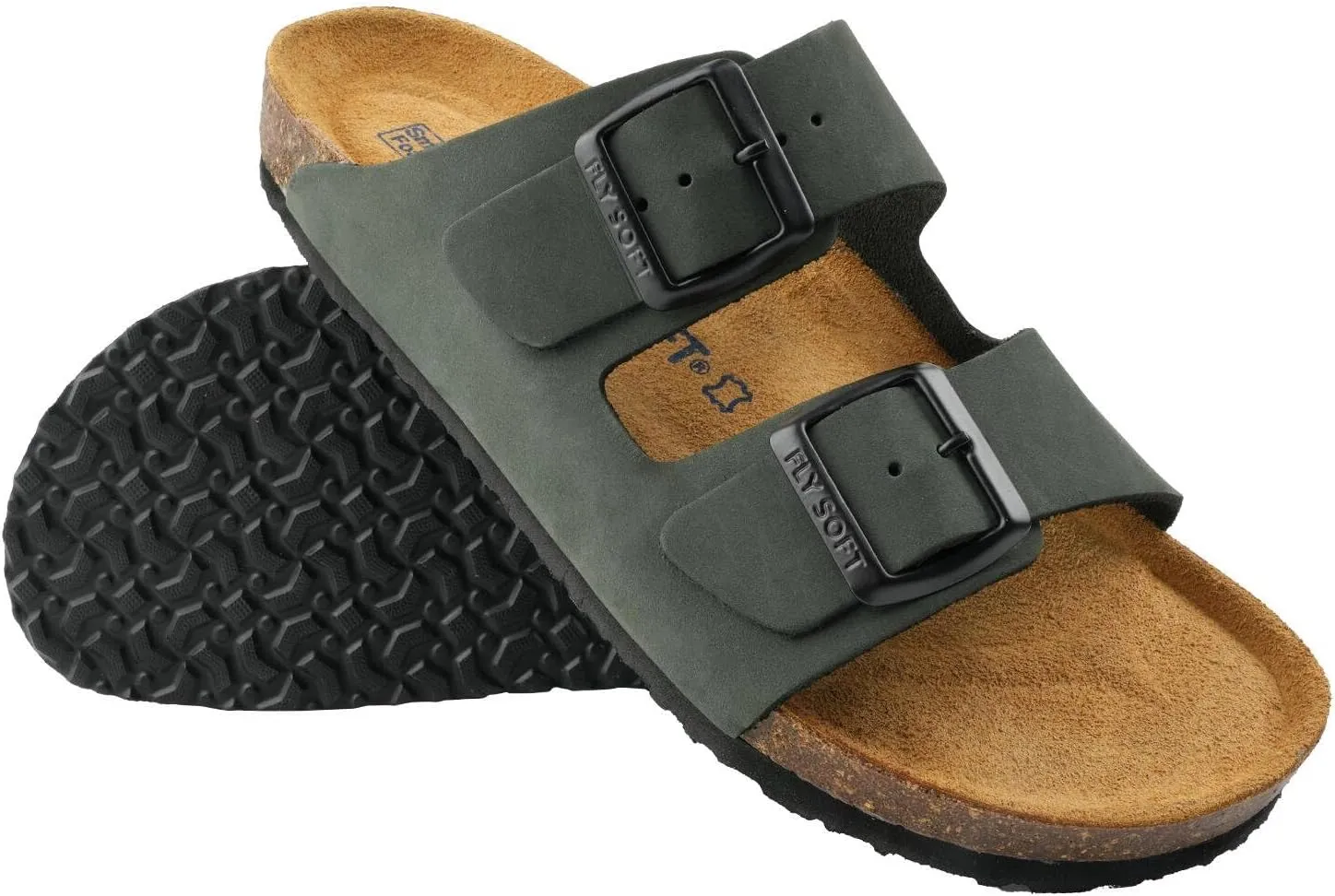 100% Genuine Leather Men's Sandals - Comfortable Cushioned Smart Foam Footbed, Slip-On Slides for Casual Summer Wear, Adjustable Fit, Durable Non-Slip Sole