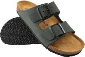 100% Genuine Leather Men's Sandals - Comfortable Cushioned Smart Foam Footbed, Slip-On Slides for Casual Summer Wear, Adjustable Fit, Durable Non-Slip Sole