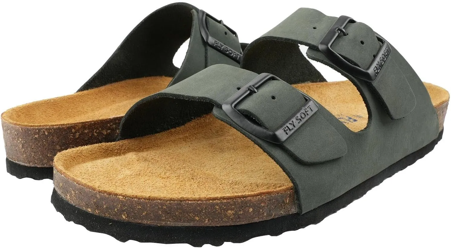 100% Genuine Leather Men's Sandals - Comfortable Cushioned Smart Foam Footbed, Slip-On Slides for Casual Summer Wear, Adjustable Fit, Durable Non-Slip Sole