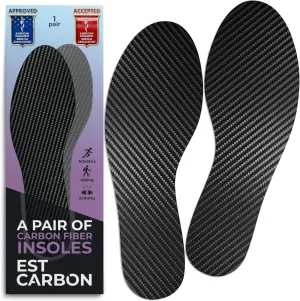 2 Piece (Pair) Carbon Fiber Insoles for Men & Women - Carbon Fiber Inserts for Basketball, Volleyball, Hiking,| Fits All Sneakers and Shoes - Enhances Athletic Performance Women 13, Men's 12-12.5
