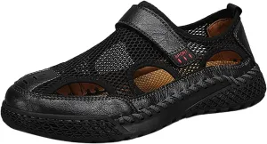 2023 Men's New Summer Breathable Versatile Trend Outdoor Handmade Large Beach Shoes Hollow Mesh Mens Slide Sandal Men's Fashi