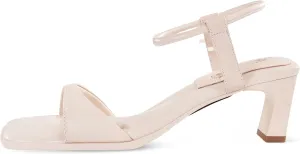 7or9 Women Sandals Heels for Women Comfortable Air-touch Foam Dressy Sandals Open Toe Non-Slip Ankle Strap Sofa Sandals - Almond, Red, Blue