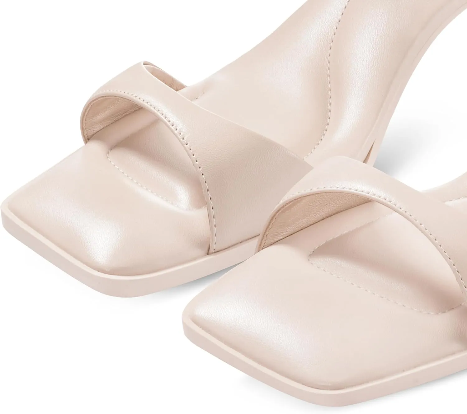 7or9 Women Sandals Heels for Women Comfortable Air-touch Foam Dressy Sandals Open Toe Non-Slip Ankle Strap Sofa Sandals - Almond, Red, Blue