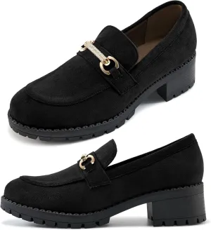 Ablanczoom Chunky Loafers for Women Platform: Comfortable Suede Penny Womens Loafer Dressy Slip On Casual Office Business Shoes