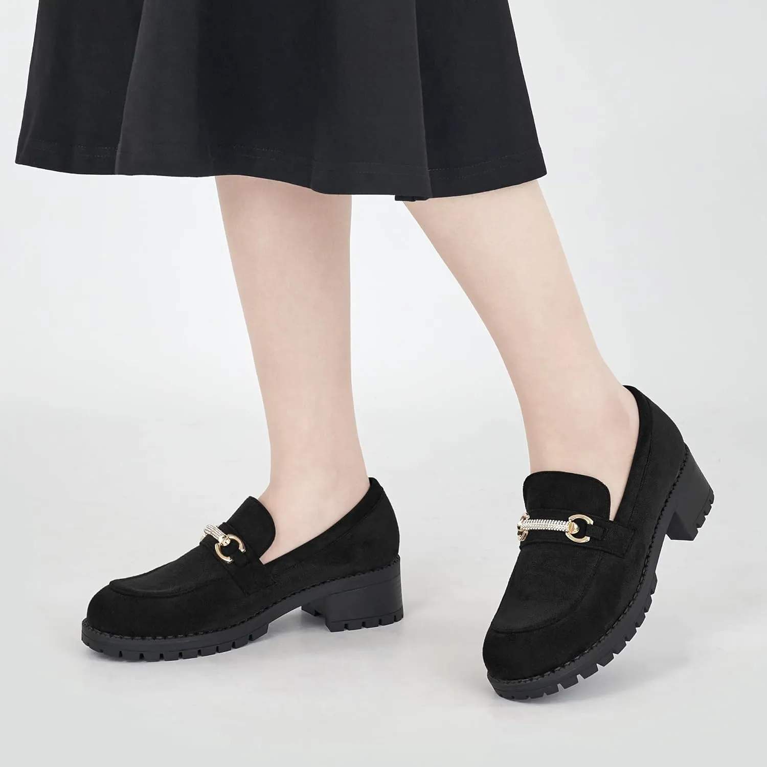 Ablanczoom Chunky Loafers for Women Platform: Comfortable Suede Penny Womens Loafer Dressy Slip On Casual Office Business Shoes