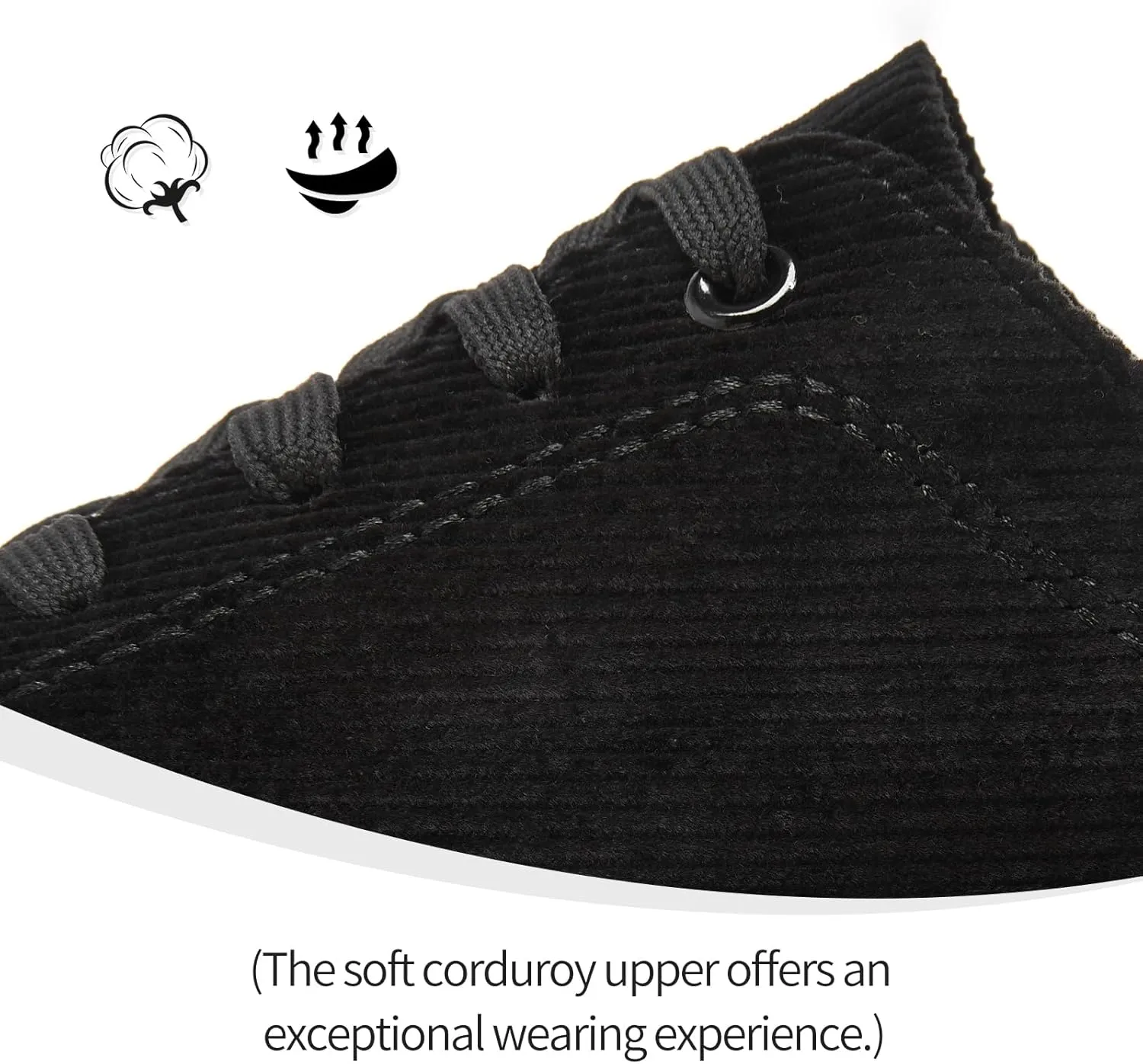 Adokoo Women's Platform Sneakers Corduroy White Sneakers Shoes for Women Black Low Top Lace Up Casual Fashion Walking Shoes