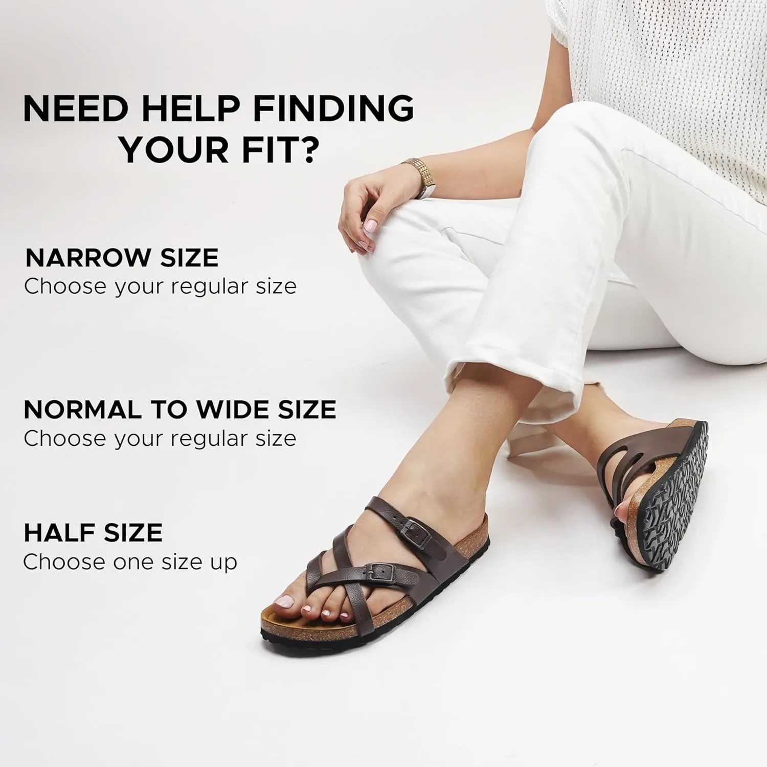 AEROTHOTIC Womens Strappy Slip-On Modern Memory Foam Cushion Footbed Outdoor Adjustable Buckle Cork Footbed Slides for Sandals with Comfortable Arch Support