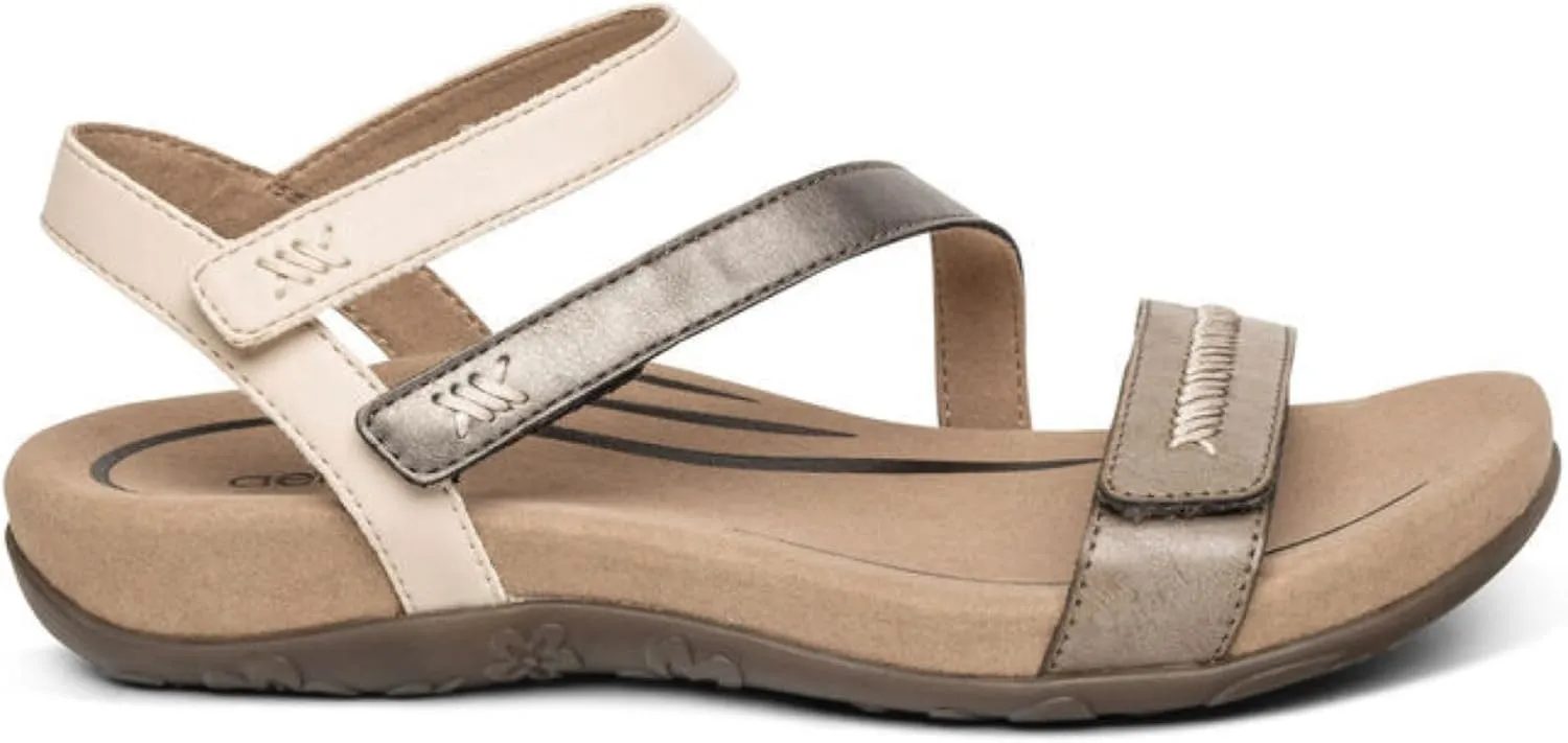 Aetrex Gabby Orthopedic Leather Arch Support Quarter Strappy Sandals for Women