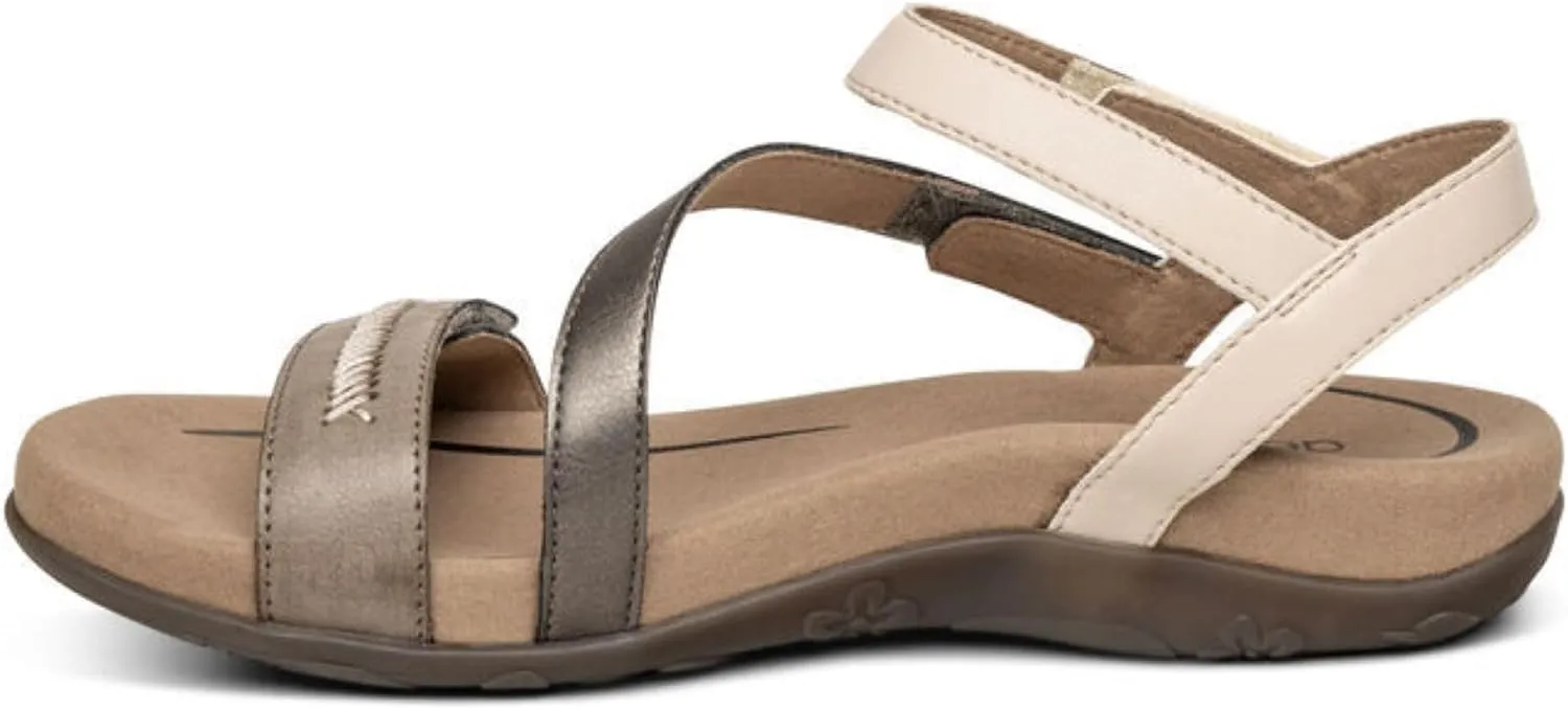 Aetrex Gabby Orthopedic Leather Arch Support Quarter Strappy Sandals for Women