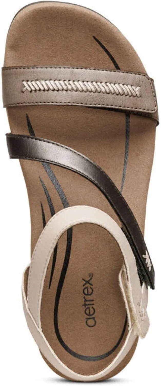 Aetrex Gabby Orthopedic Leather Arch Support Quarter Strappy Sandals for Women