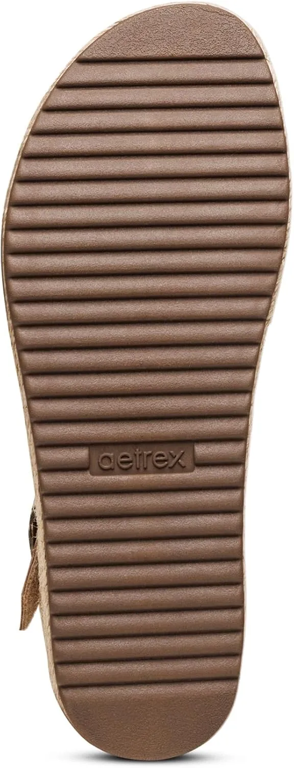 Aetrex Paula Orthopedic Open Toe Comfortable Arch Support Leather Platform Sandals - Memory Foam Footbed Adjustable Ankle Strap Platform Sandals Women