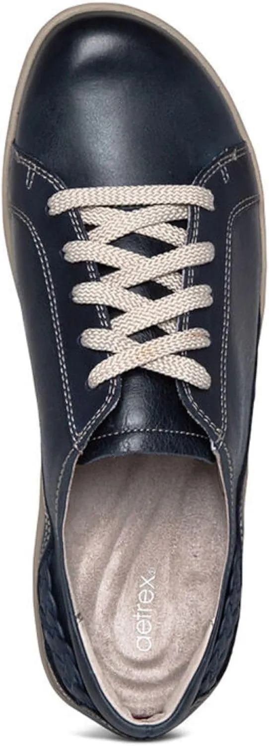 Aetrex Women's Dana Orthopedic Lace Up Oxford Leather Shoes - Lightweight Casual Comfort Arch Support Sneakers