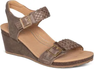 Aetrex Women's Grace Orthopedic Adjustable Woven Wedge Sandals - Ankle Strap Arch Support Platform Wedge Shoes