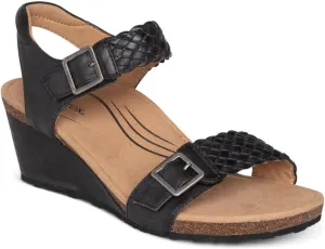 Aetrex Women's Grace Orthopedic Adjustable Woven Wedge Sandals - Ankle Strap Arch Support Platform Wedge Shoes