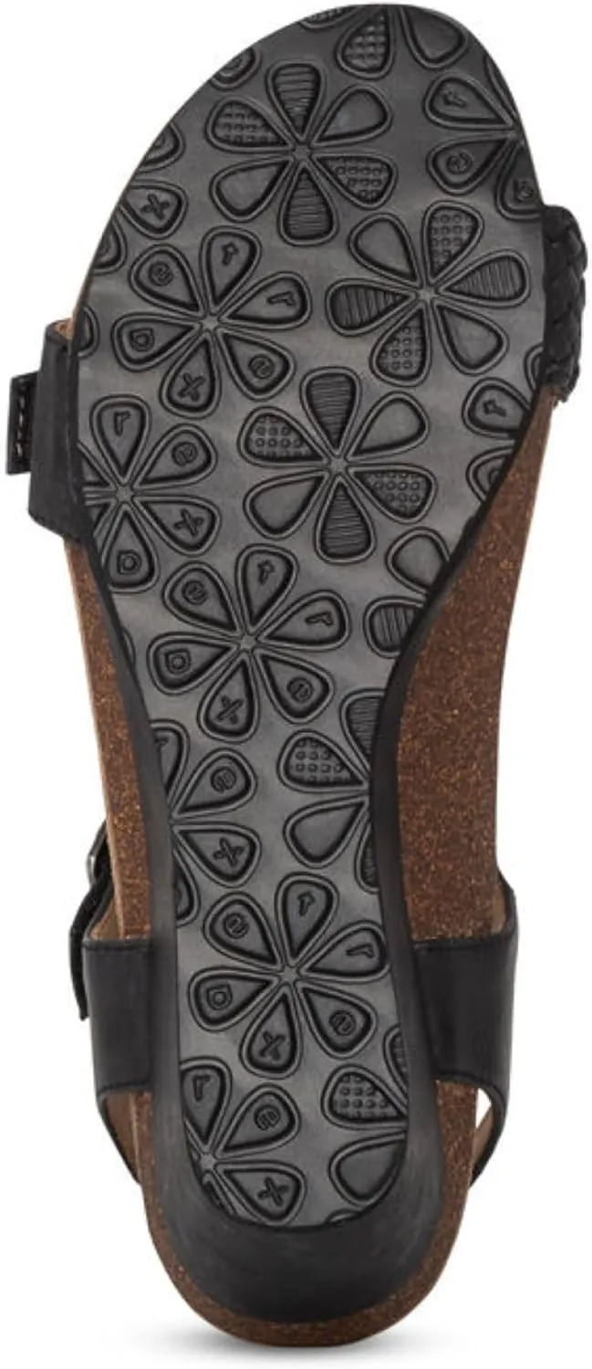 Aetrex Women's Grace Orthopedic Adjustable Woven Wedge Sandals - Ankle Strap Arch Support Platform Wedge Shoes