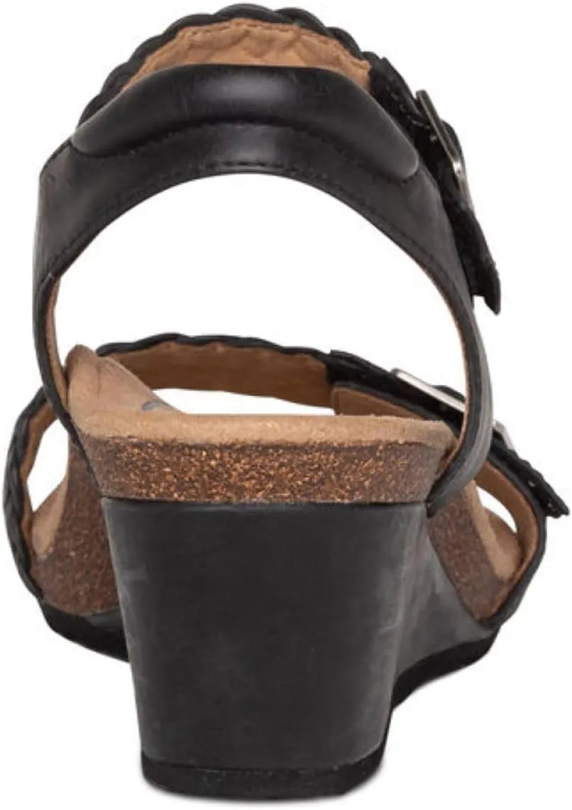 Aetrex Women's Grace Orthopedic Adjustable Woven Wedge Sandals - Ankle Strap Arch Support Platform Wedge Shoes
