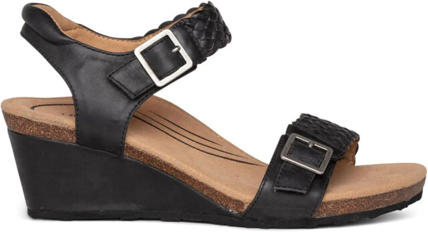Aetrex Women's Grace Orthopedic Adjustable Woven Wedge Sandals - Ankle Strap Arch Support Platform Wedge Shoes
