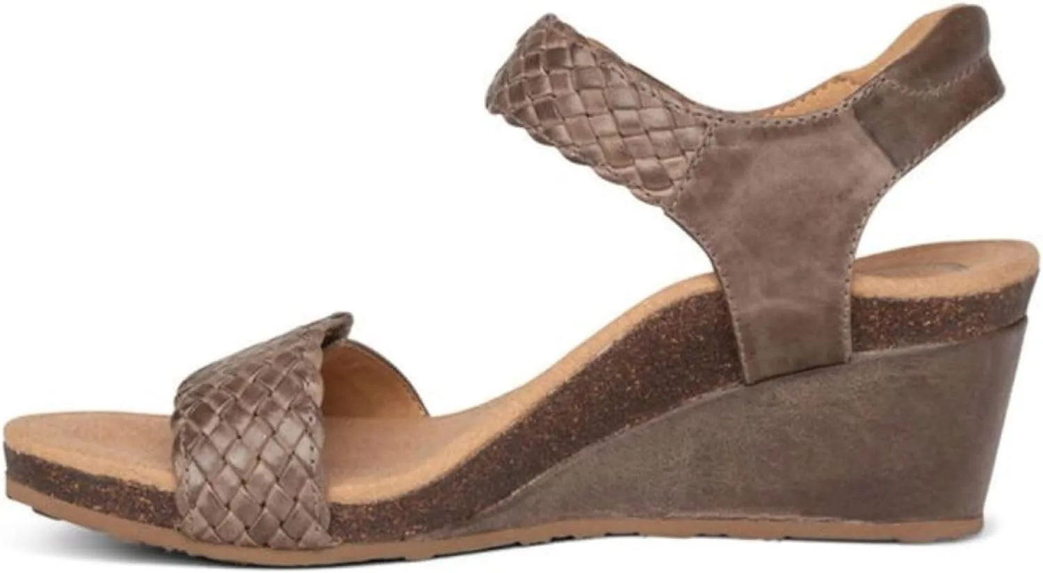 Aetrex Women's Grace Orthopedic Adjustable Woven Wedge Sandals - Ankle Strap Arch Support Platform Wedge Shoes