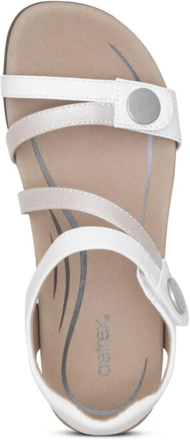 Aetrex Women's Jess Orthopedic Adjustable Quarter Strap Sandals - Comfort Memory Foam Fashion Flat Womens Sandals with Arch Support