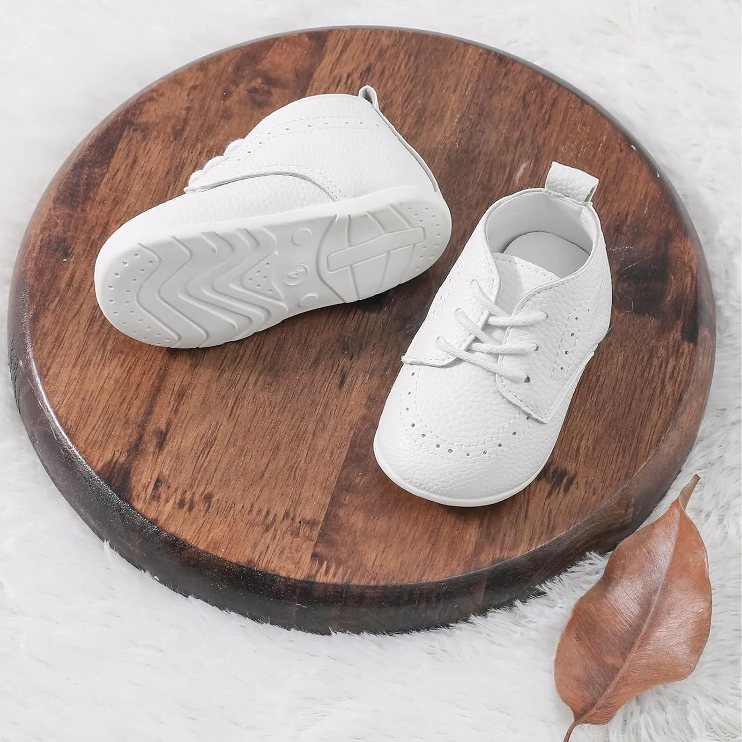 AGJ Baby Boy Dress Shoes Infant Oxford Loafers Wedding PU Leather Rubber Shoes Toddler Girl Flats Walking Shoes Set 3-24 Months