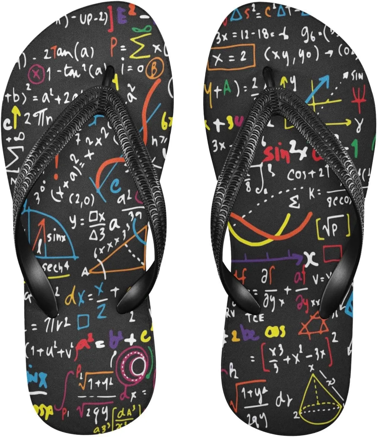 ALAZA Math Linear Formulas and Calculation Flip Flops for Women Fashion Beach Slippers Comfort Mens Flip Flops Non-Slip Rubber Shower Slippers Sandal for Hotel Travel Sport,XS