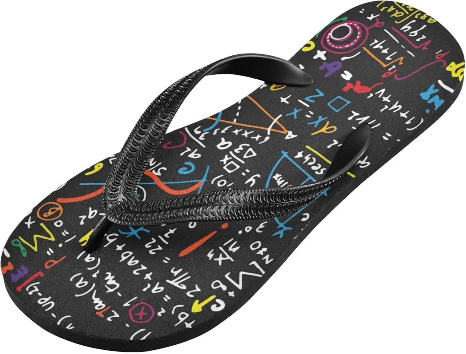 ALAZA Math Linear Formulas and Calculation Flip Flops for Women Fashion Beach Slippers Comfort Mens Flip Flops Non-Slip Rubber Shower Slippers Sandal for Hotel Travel Sport,XS