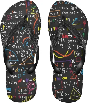 ALAZA Math Linear Formulas and Calculation Flip Flops for Women Fashion Beach Slippers Comfort Mens Flip Flops Non-Slip Rubber Shower Slippers Sandal for Hotel Travel Sport,XS