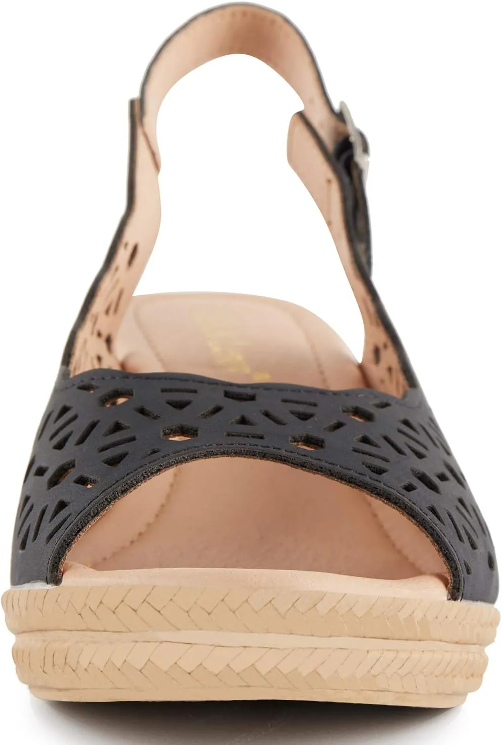 Alexis Leroy Wedge Heel Cut-Out Vamp Peep Toe Slingback Women's Sandals