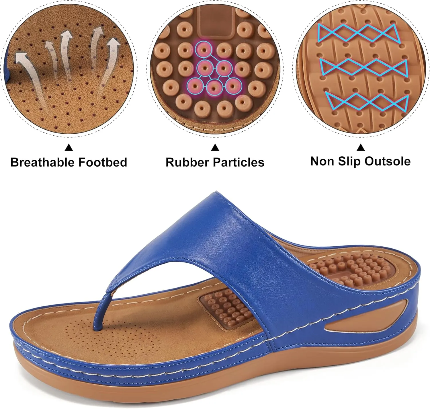 Alicegana Womens Sandals Wedge Shoes: Comfortable Dressy Summer Flip Flops Casual Walking Beach Slides