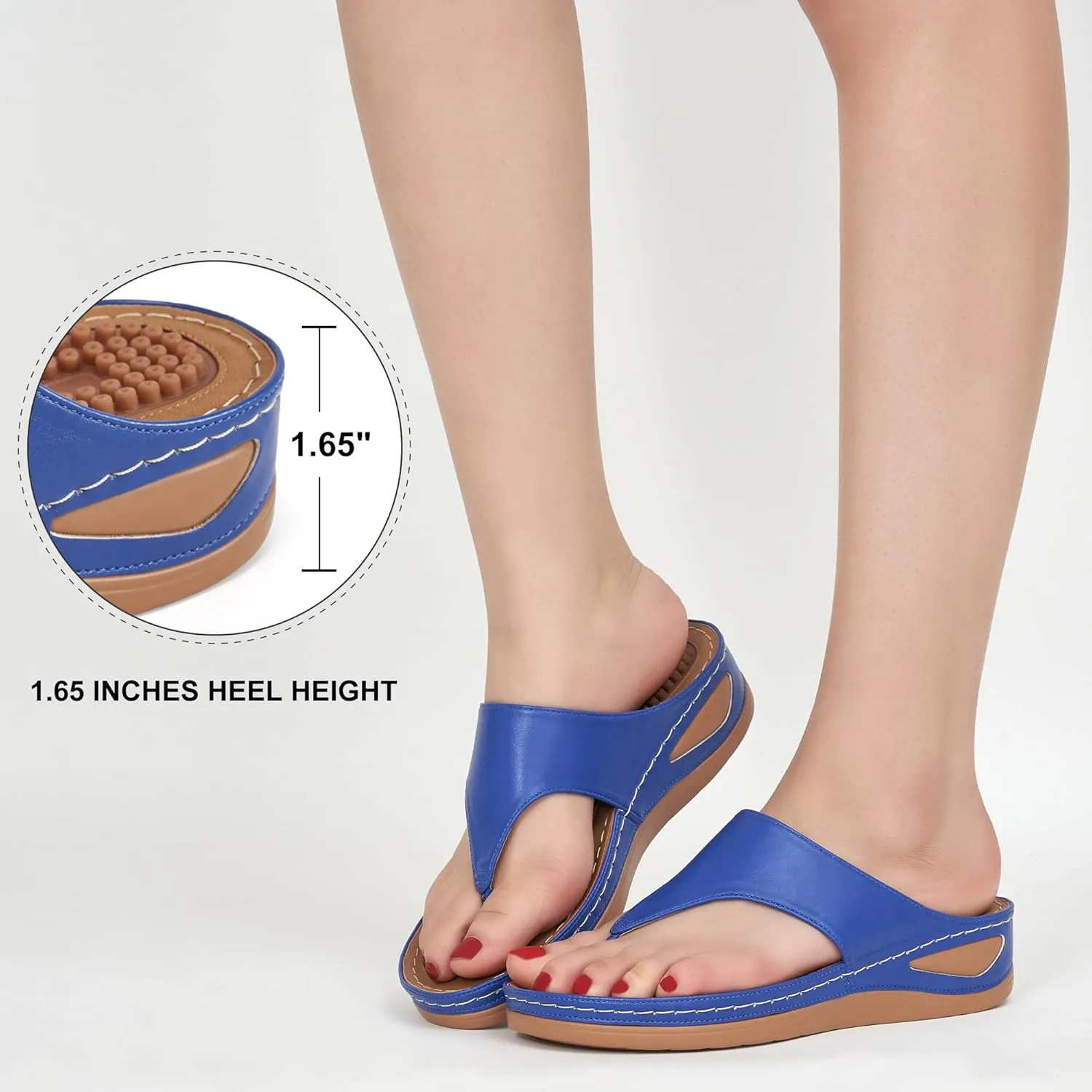 Alicegana Womens Sandals Wedge Shoes: Comfortable Dressy Summer Flip Flops Casual Walking Beach Slides
