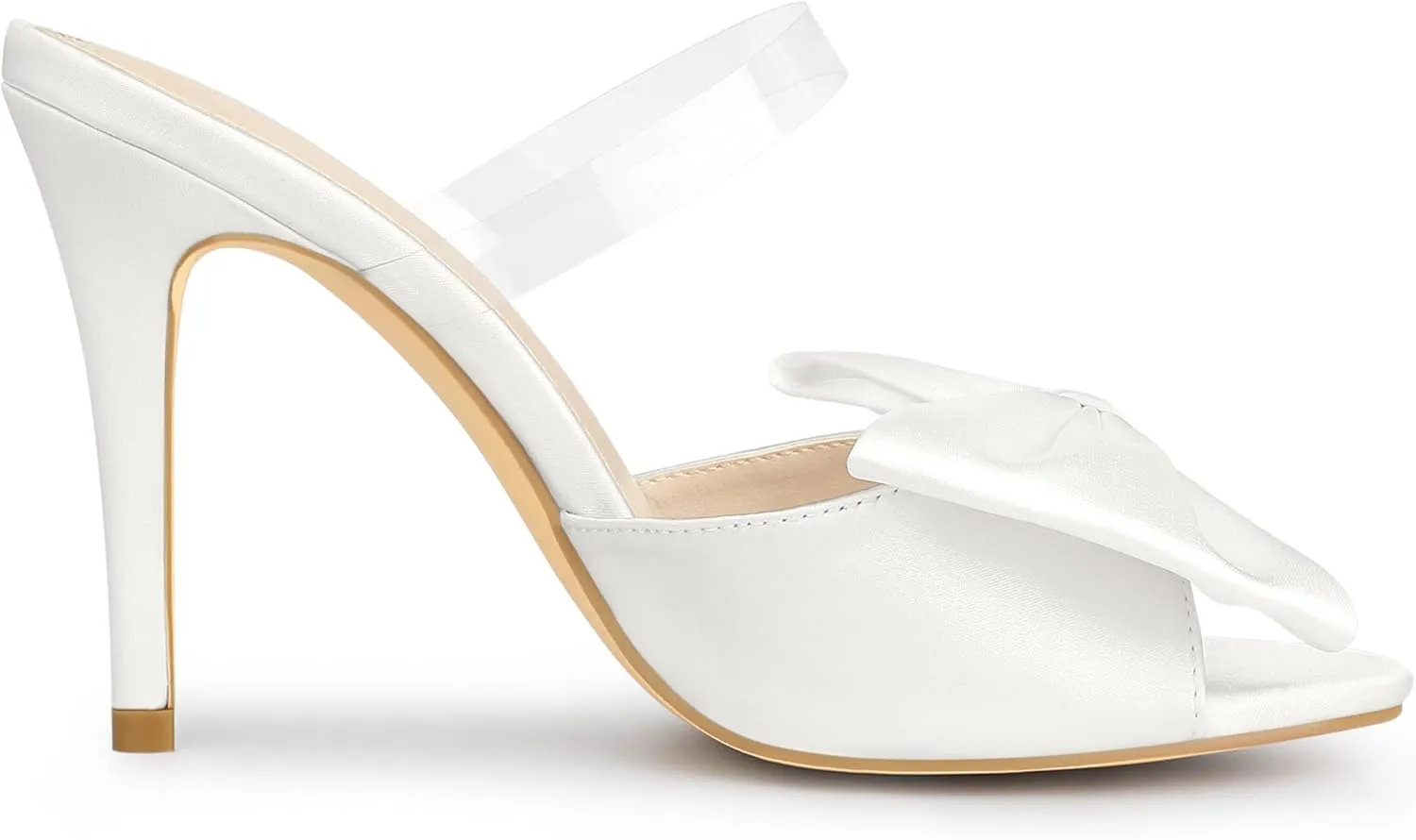 Allegra K Women's Bow Sandal Stiletto Heels Mules Heel Sandals