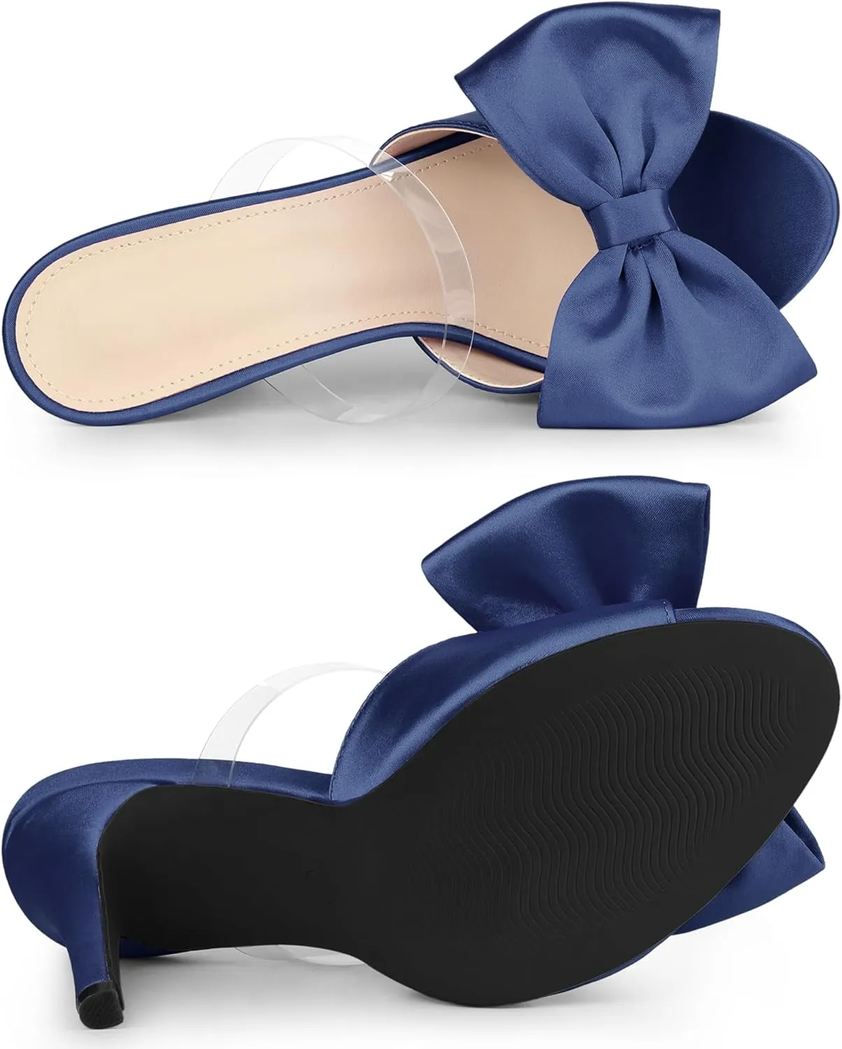 Allegra K Women's Bow Sandal Stiletto Heels Mules Heel Sandals