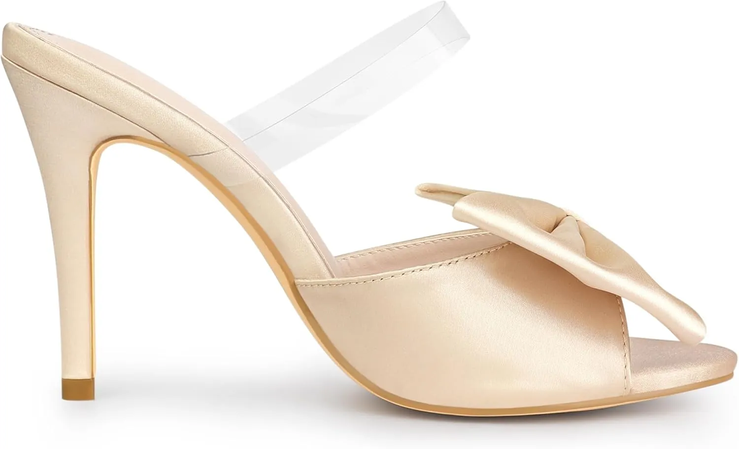 Allegra K Women's Bow Sandal Stiletto Heels Mules Heel Sandals