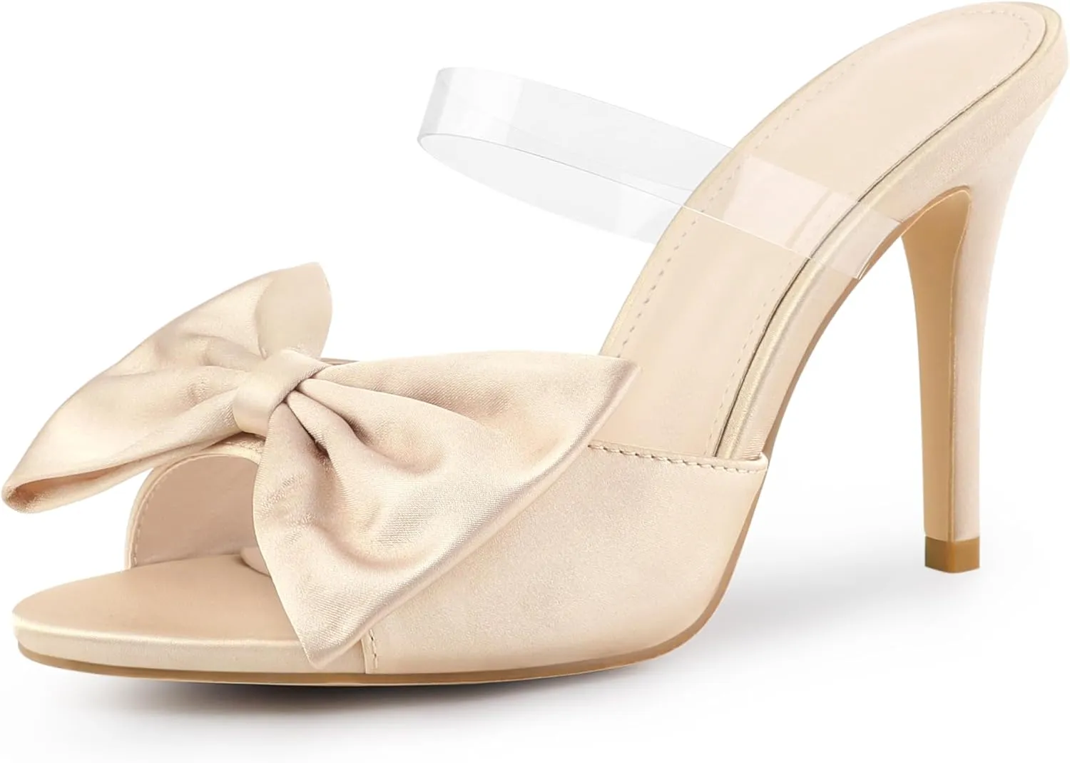 Allegra K Women's Bow Sandal Stiletto Heels Mules Heel Sandals