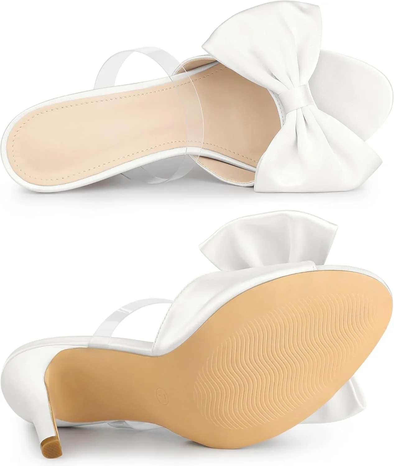 Allegra K Women's Bow Sandal Stiletto Heels Mules Heel Sandals