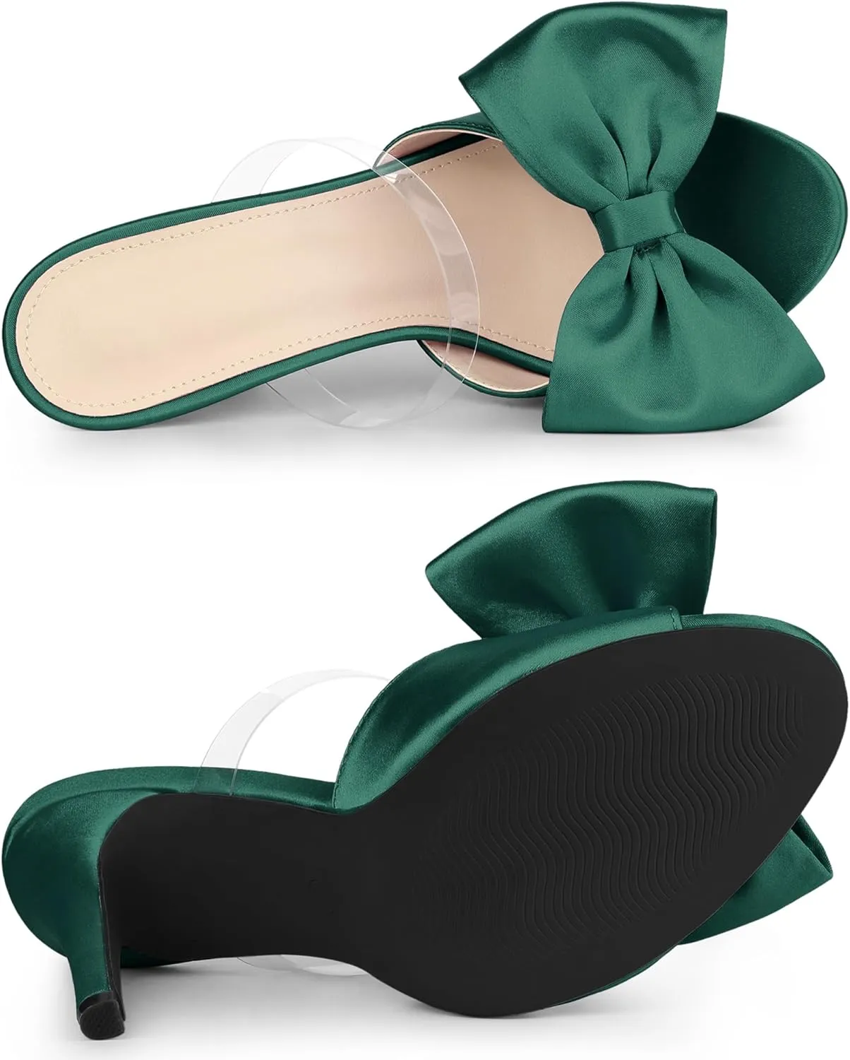 Allegra K Women's Bow Sandal Stiletto Heels Mules Heel Sandals