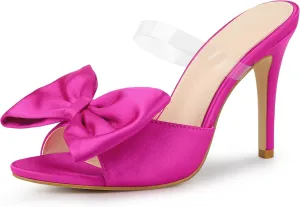 Allegra K Women's Bow Sandal Stiletto Heels Mules Heel Sandals