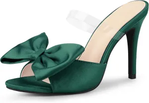 Allegra K Women's Bow Sandal Stiletto Heels Mules Heel Sandals