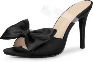 Allegra K Women's Bow Sandal Stiletto Heels Mules Heel Sandals