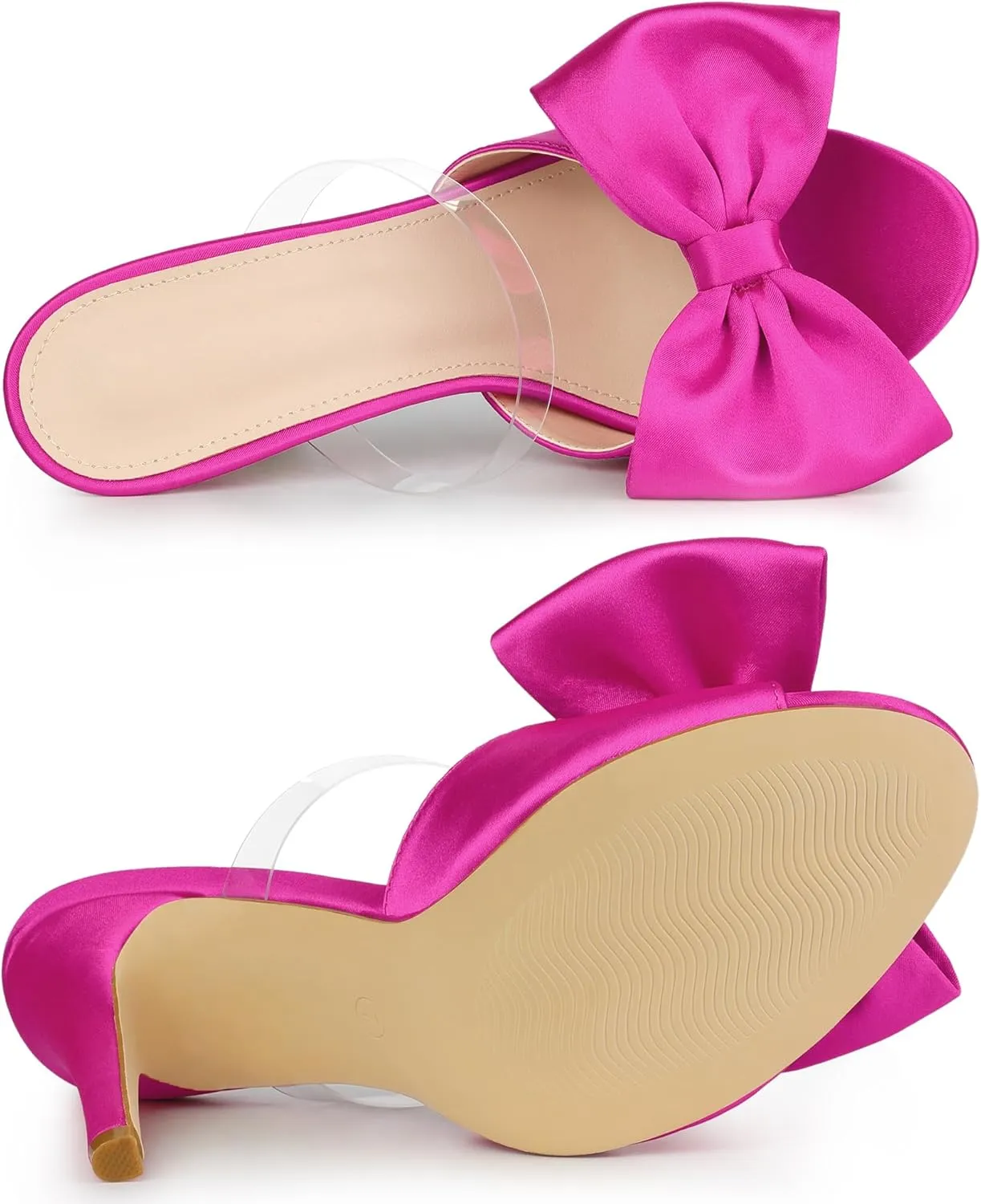 Allegra K Women's Bow Sandal Stiletto Heels Mules Heel Sandals