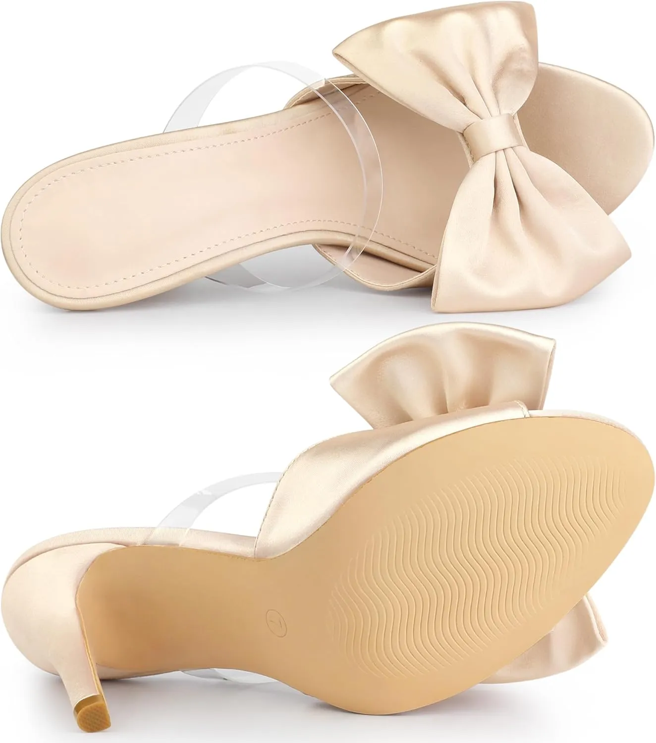 Allegra K Women's Bow Sandal Stiletto Heels Mules Heel Sandals
