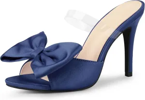 Allegra K Women's Bow Sandal Stiletto Heels Mules Heel Sandals