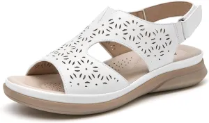 ALLOT Women's Comfortable Orthotic Arch Support Sandals Wedge Beach Walking Sandals Adjustable Ankle Strap Open Toe Dressy Summer Shoe