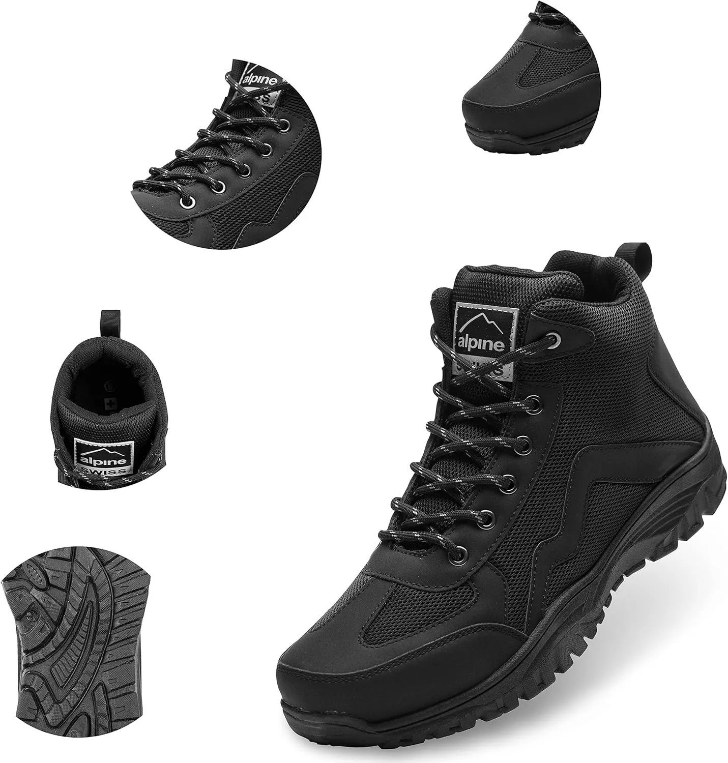 Alpine Swiss Brent Mens Hiking Boots Comfortable Mid Ankle Outdoor Walking Shoes
