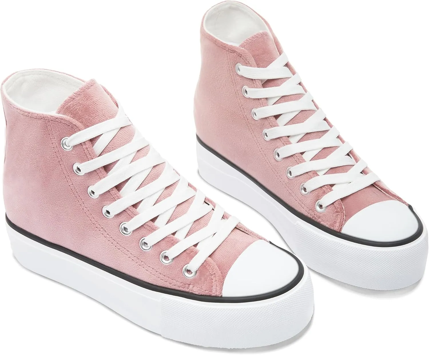 ALTOCIS Women's Comfortable Platform High Top Sneakers, Casual Mid Top Sneaker for Women, Cute Faux Suede Fashion Sneakers, Classic Lace Up Walking Shoes