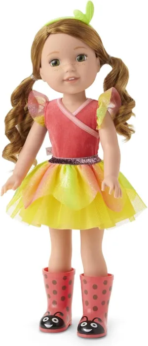 American Girl WellieWishers 14.5-inch Willa Doll with Coral Leotard, Mesh Skirt, Headband, and Boots, For Ages 4 