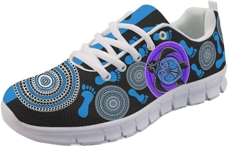 AmzPrint Walking Running Shoes Hawaiian Polynesian Island Ethnic Tribal Print White Sole Samoa Shoes Women Casual Sneakers