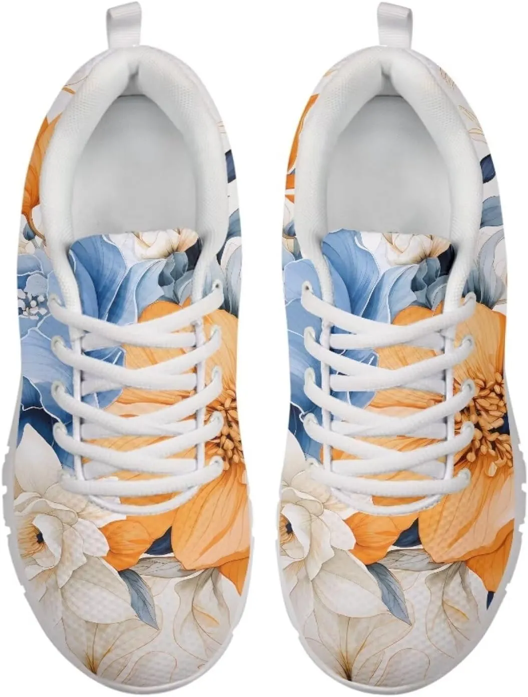 AmzPrint Women Men Fashion Sneakers White Sole Mesh Shoes for Women Comfy Workout Road Running Walking Shoes Size 5.5-13.5