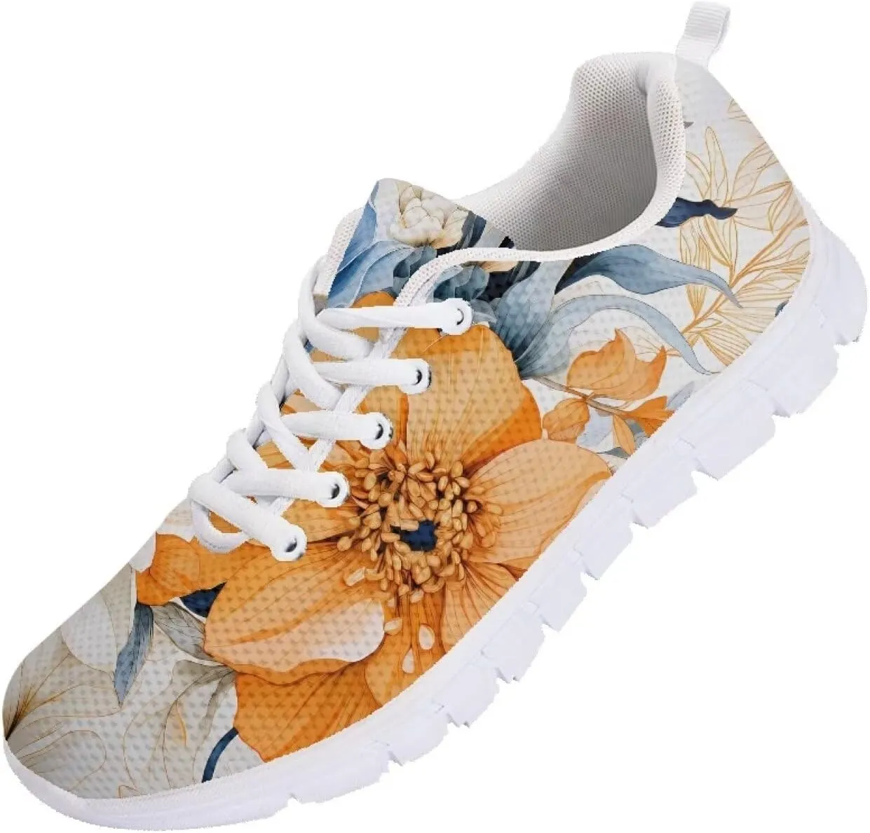 AmzPrint Women Men Fashion Sneakers White Sole Mesh Shoes for Women Comfy Workout Road Running Walking Shoes Size 5.5-13.5
